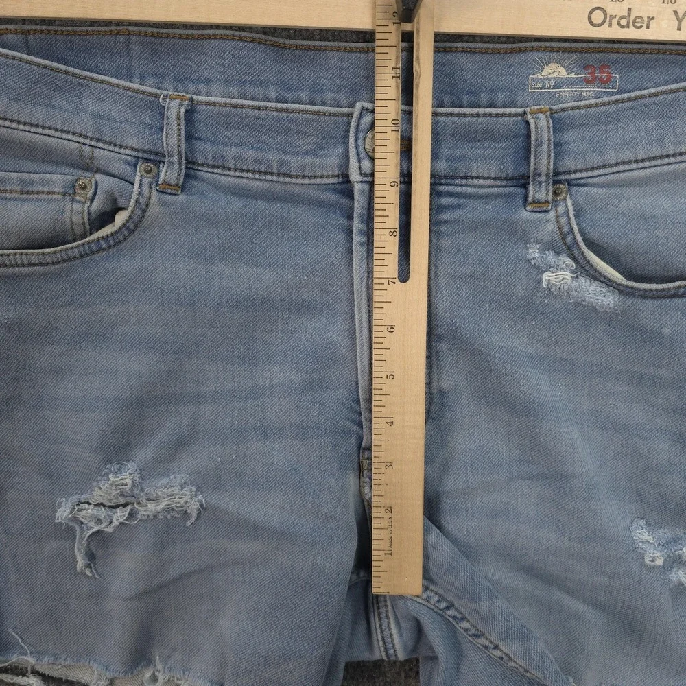 Faherty‎ Shorts Mens 35 Blue Denim Stretch Terry 5 Pocket Cutoff Summer Casual